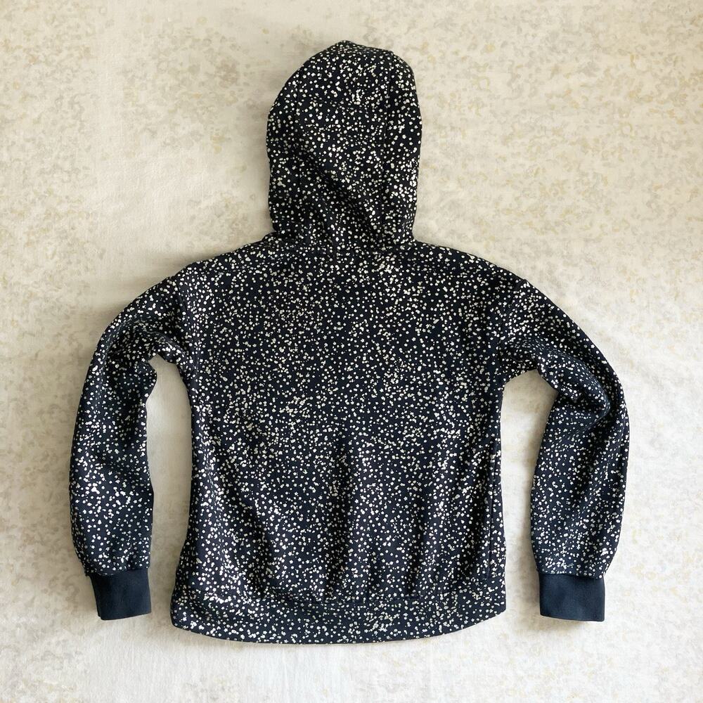 Nike Girls S Small Hoodie Metallic Silver Star Print Black Long Sleeve - Picture 4 of 7